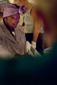 Entelechy performer Thelma Hunte performing  in the Bradford premier of Home Sweet Home